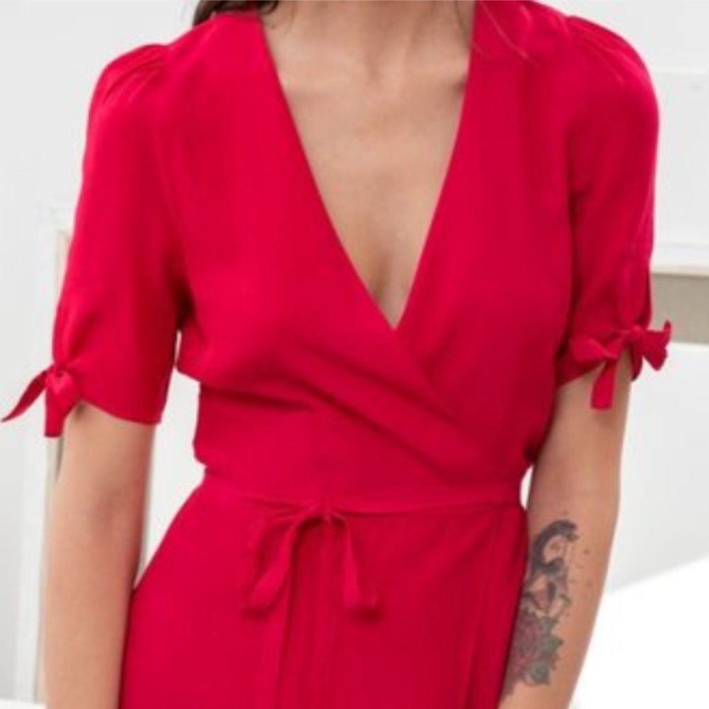 & Other Stories Red Wrap Dress